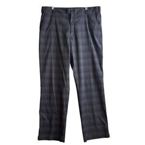 Nike Golf Mens 36x32 Tech Performance Plaid Chino Pants Black Grey Preppy Casual